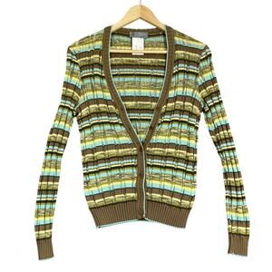 Missoni Cardigan Womens Size It 48 Lace Ribbed Form Fitting Stretch Cotton Retro